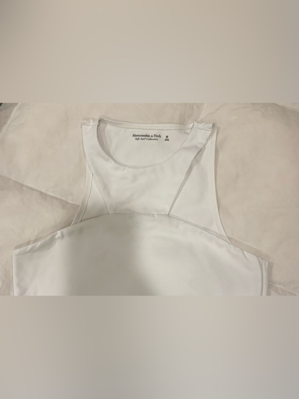 Abercrombie Soft AF White Halter Bodysuit Medium Sculpting Minimal Chic Top - Picture 2 of 5